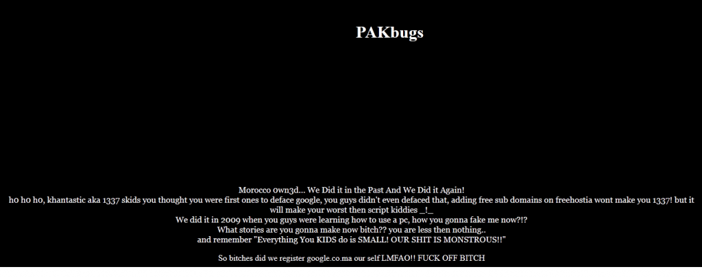 Google Morocco hacked again by pakbugs