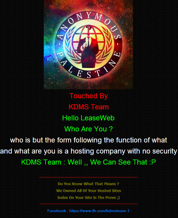 leaseweb-hacked by Anonymous Palestine