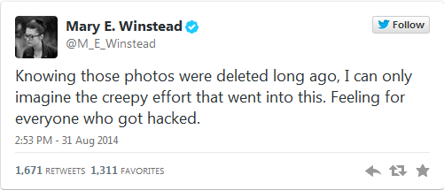 mary e Winstead tweet about hack