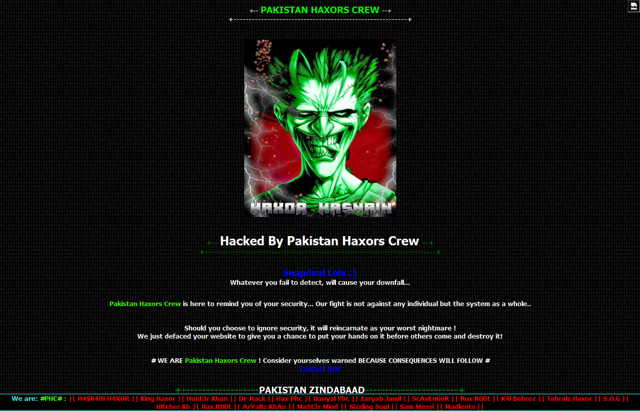 Snapdeal Hacked By Pakistan Haxors Crew